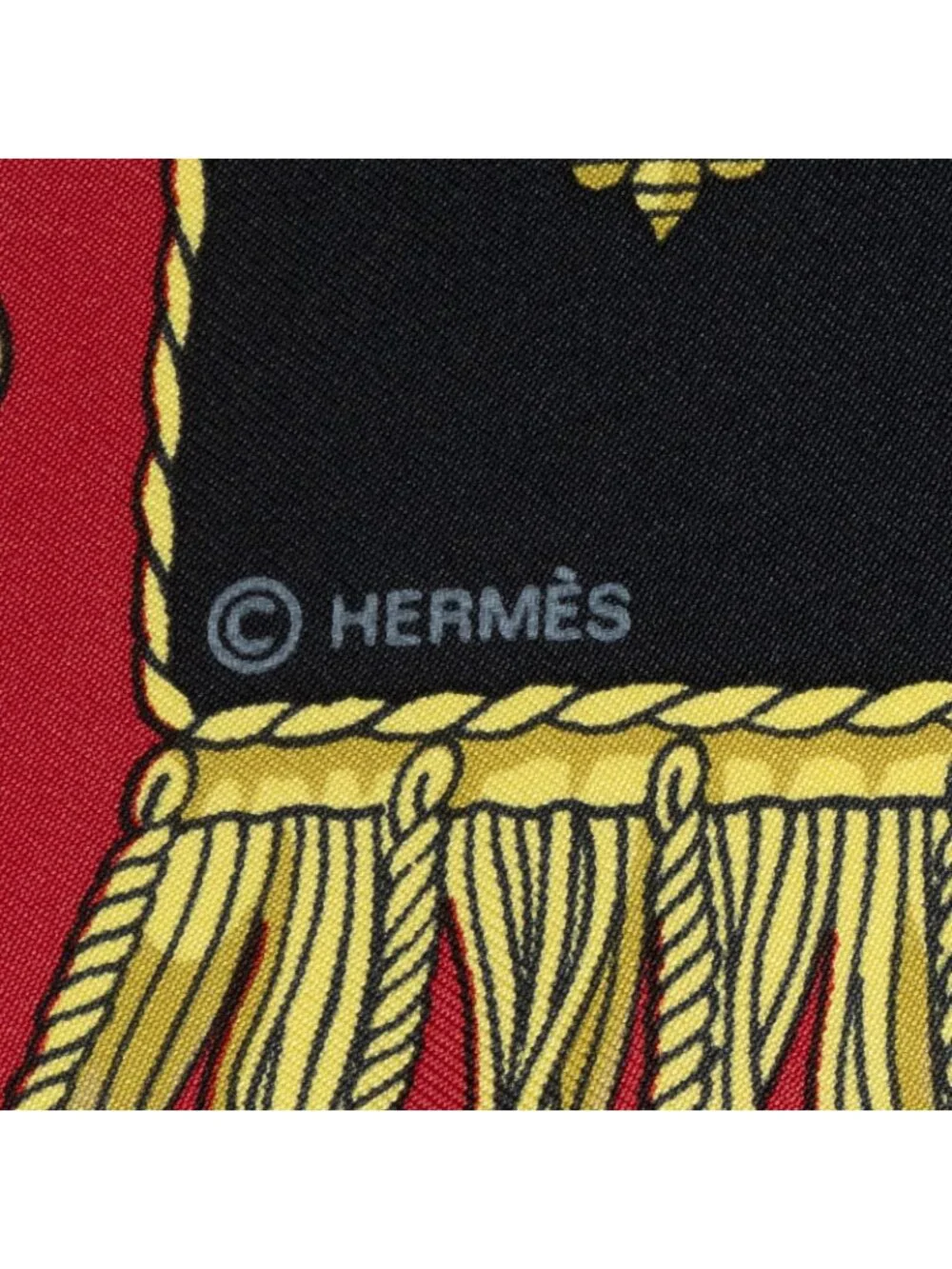 Hermes Scarf Red Black Gold Silk
